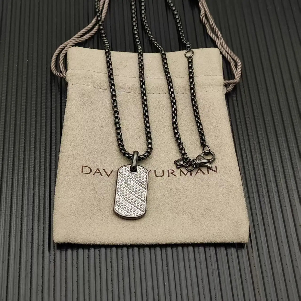 David Yurman Black and Gold Full Diamond and White Diamond Pendant Necklace